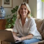 Milf Sexdating Avonturen met rijpe moeders Een vrouw van middelbare leeftijd zit comfortabel in haar Nederlandse woonkamer en werkt op haar laptop