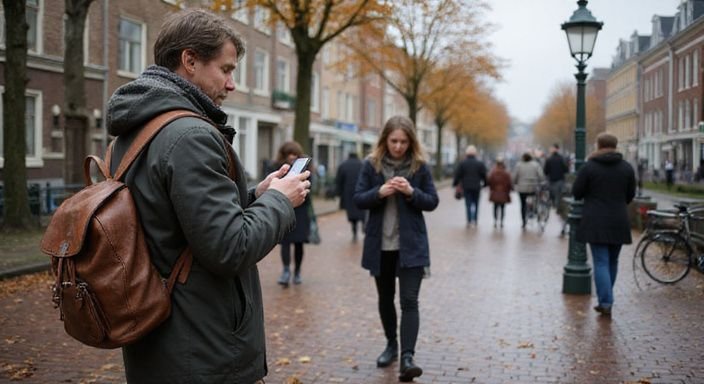 druk straatbeeld in Groningen met mensen en historische gebouwen druk straatbeeld in Groningen met mensen en historische gebouwen