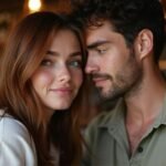 Een vrouw en man delen een intiem moment aan de bar