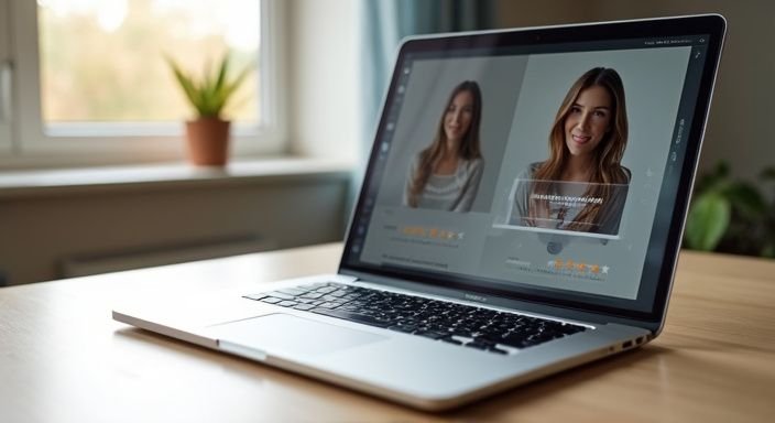 Een moderne laptop toont een veilig online platform met vertrouwelijke interacties. Een moderne laptop toont een veilig online platform met vertrouwelijke interacties.