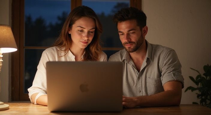 Een man en vrouw delen een intieme en geïnteresseerde conversatie. Een man en vrouw delen een intieme en geïnteresseerde conversatie.